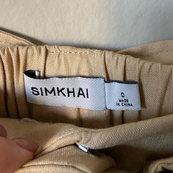 Jonathan Simkhai Amaya Cream Tan Pants Wide Leg Belted Size 0 - Picture 10 of 10